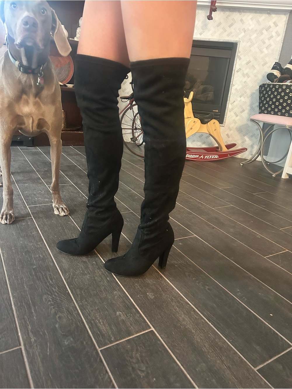 Steve Madden Black Suede Over-the-Knee High Heel Boots